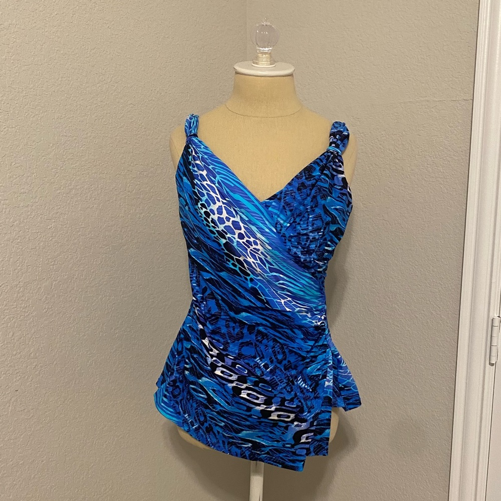 Miraclesuit Blue Tank Swimsuit Top